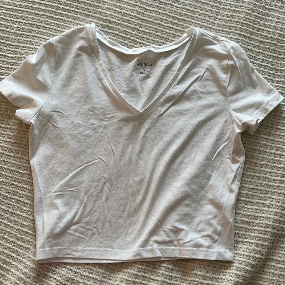 WILD FABLE | Cropped White VNeck - Picture 1 of 2